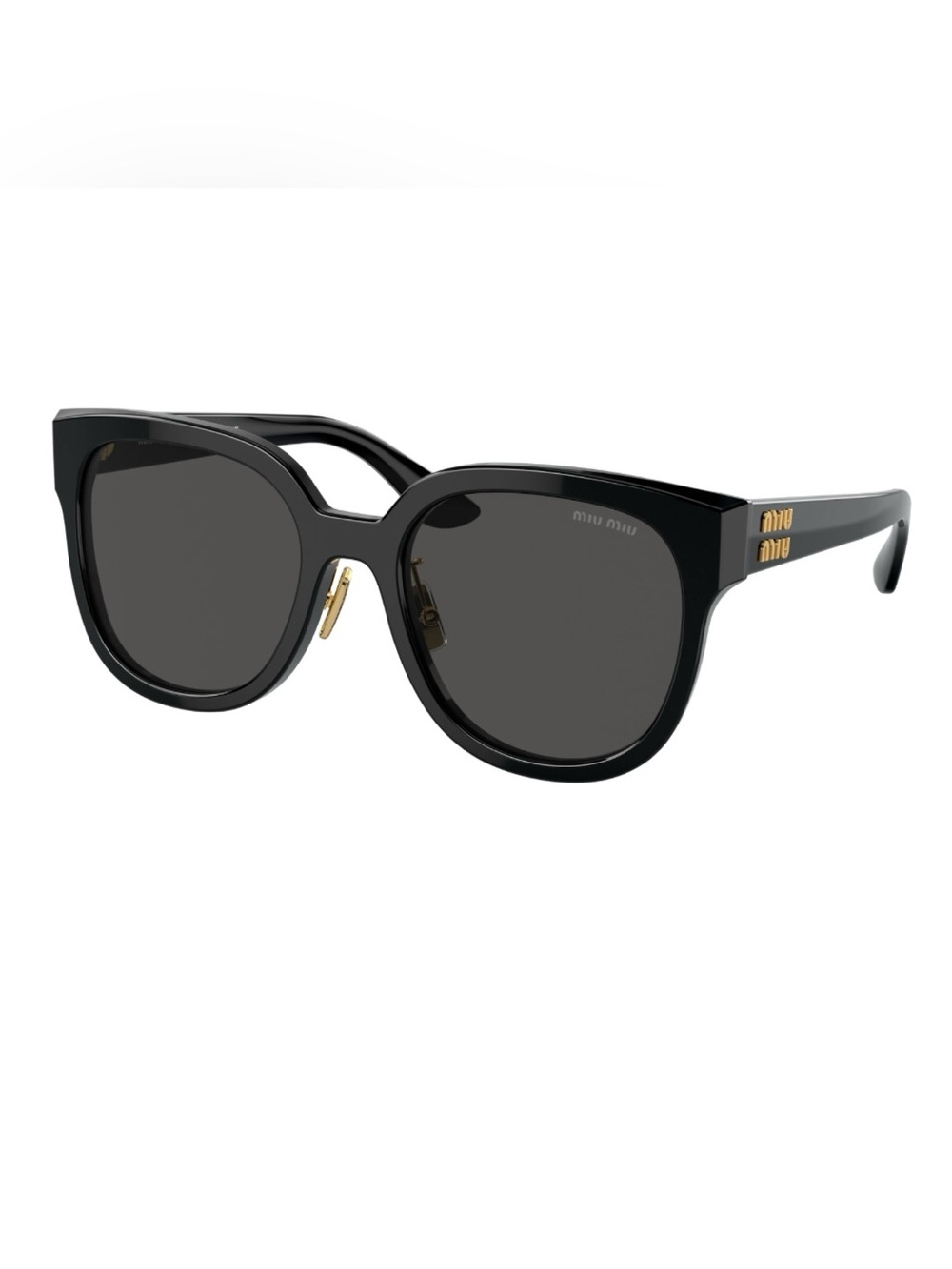 MIU MIU Black Gold Logo Sunglasses SMUOIZ [Black]